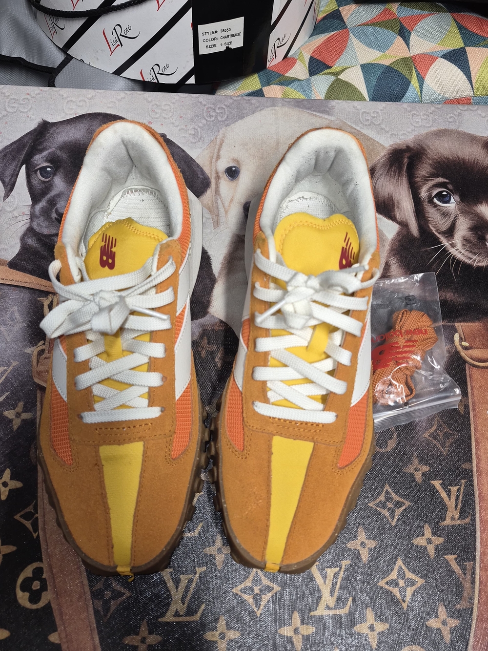 New Balance Men’s Orange and Yellow Retro Runner Sneakers